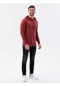Ombre Clothing - Sweter męski z kapturem - ciemnoczerwony V6 E187 - XXL. Typ kołnierza: kaptur. Kolor: czerwony. Materiał: nylon, bawełna