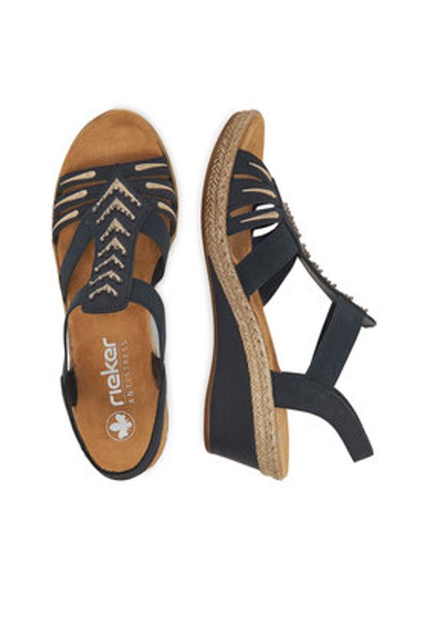 Rieker Sandały V2461-14 Granatowy. Kolor: niebieski. Materiał: materiał, syntetyk