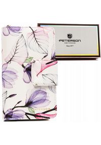 Portfel w kwiaty Peterson PTN 76116-F8 biały. Kolor: biały. Wzór: kwiaty. Materiał: skórzane #1