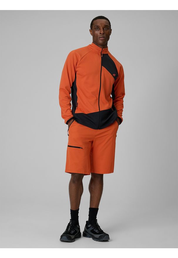 4f - 4F Spodenki trekkingowe szybkoschnące męskie - pomarańczowe XL. Kolor: pomarańczowy. Materiał: tkanina, włókno, materiał. Długość: długie. Sport: turystyka piesza