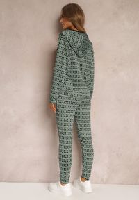Renee - Zielony 2-częściowy Komplet Dresowy z Bluzą i Spodniami Agasima. Kolor: zielony. Materiał: dresówka. Wzór: geometria #2