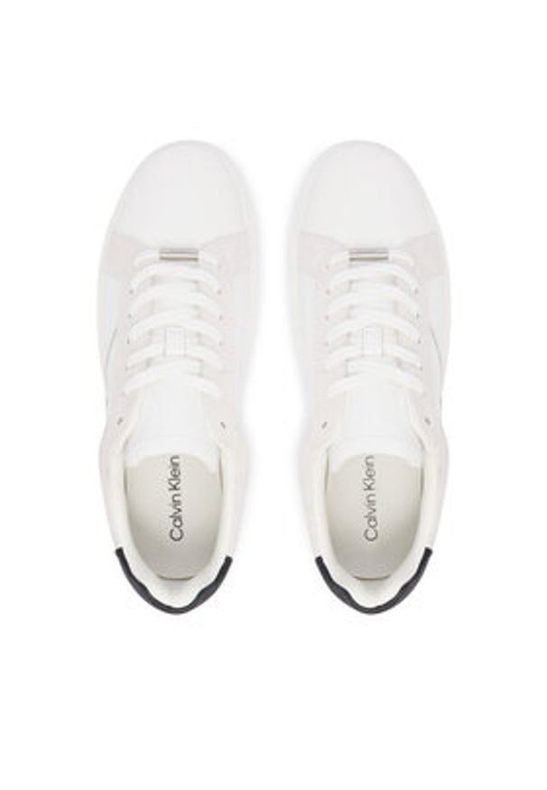 Calvin Klein Sneakersy Classic Cupsole Laceup Tape Lth YM0YM01430 Biały. Kolor: biały. Materiał: skóra