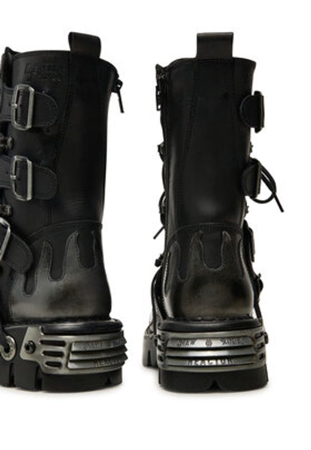 NEW ROCK Glany M-107-S2 Czarny. Kolor: czarny. Materiał: skóra. Styl: rockowy