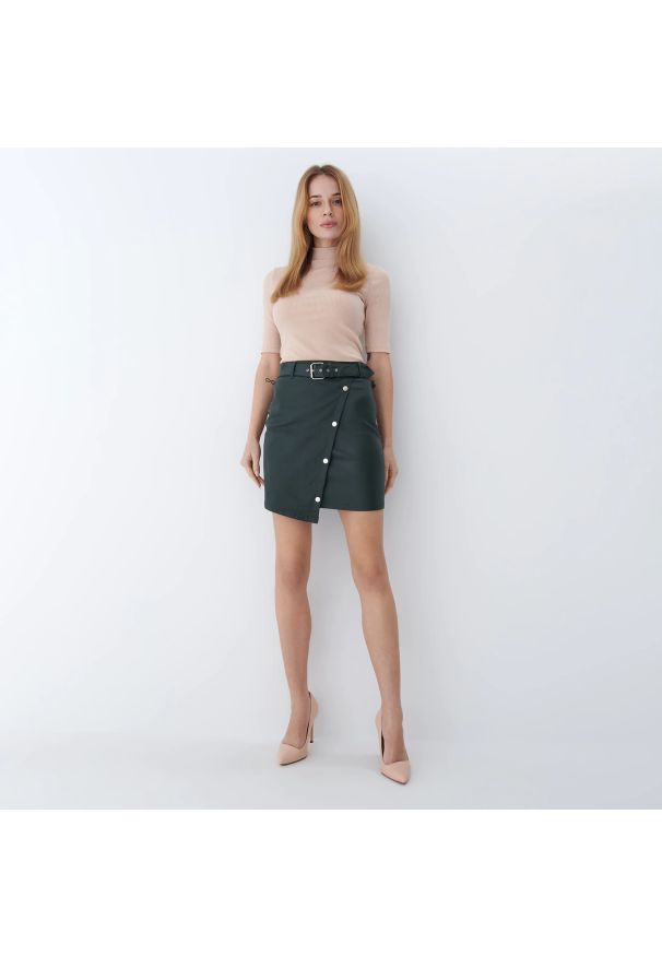 Mohito - Asymetryczna spódnica Eco Aware - Khaki. Kolor: brązowy