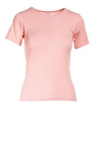 Born2be - Różowy T-shirt Phereisis. Okazja: na co dzień. Kolor: różowy. Materiał: dzianina. Długość rękawa: krótki rękaw. Długość: krótkie. Wzór: gładki. Styl: casual #4