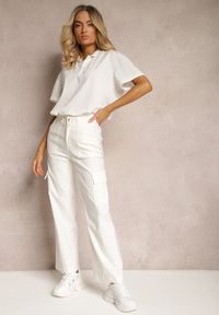 Renee - Białe Spodnie o Szerokim Fasonie z Kieszeniami w Stylu Cargo Adileva. Kolor: biały. Długość: długie. Styl: elegancki #4