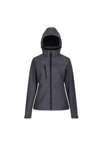 Regatta - Kurtka Damska Venturer 3 Layer Hooded Soft Shell Jacket. Kolor: szary, czarny, wielokolorowy