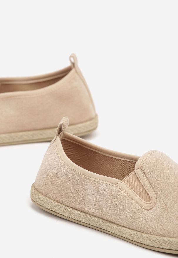 Born2be - Beżowe Espadryle z Elastycznymi Wstawkami Zdobione Plecionką Nitelisa. Okazja: na co dzień, na spacer. Kolor: beżowy. Materiał: jeans. Wzór: aplikacja. Sezon: lato. Styl: klasyczny, casual, elegancki