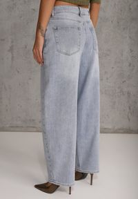 Renee - Niebieskie Jeansy Typu Loose z Bawełną High Waist Maeriala. Okazja: na co dzień. Stan: podwyższony. Kolor: niebieski. Styl: casual #5