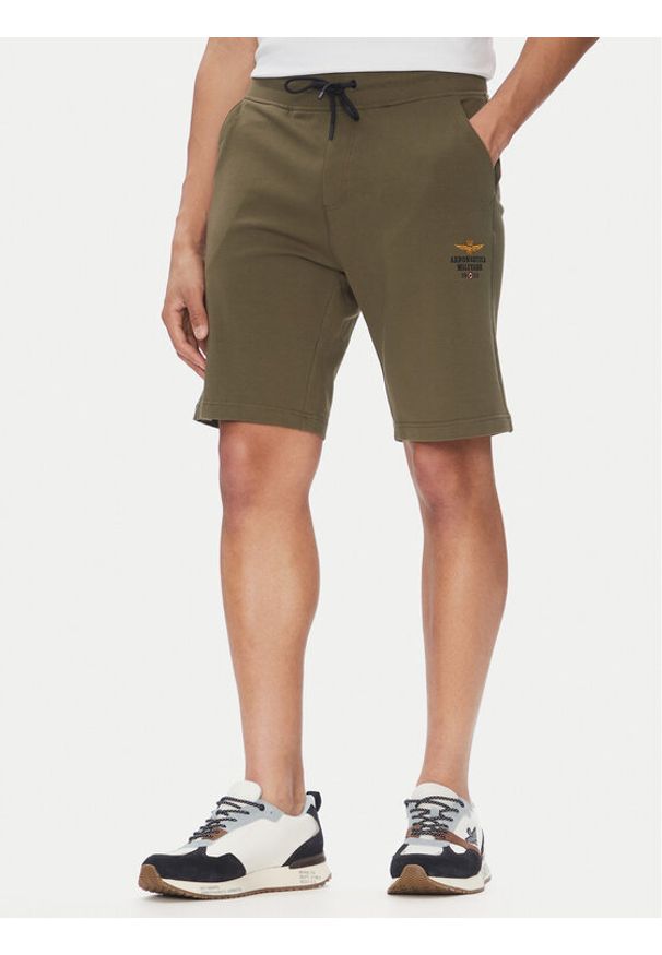 Aeronautica Militare Szorty sportowe 251BF017F459 Khaki Regular Fit. Kolor: brązowy. Materiał: bawełna. Styl: sportowy