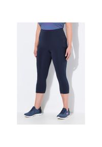 ULLA POPKEN - Damskie Legginsy 3/4 długość do łydek wysoki stan szybkoschnący materiał. Stan: podwyższony. Kolekcja: plus size. Kolor: niebieski. Materiał: poliester, materiał, elastan. Długość: do łydek #1