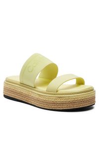 Calvin Klein Klapki Wedge Slide He HW0HW01966 Żółty. Kolor: żółty. Materiał: materiał