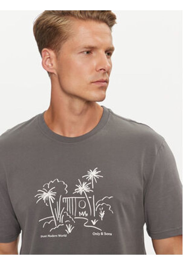 Only & Sons T-Shirt Augie 22030575 Szary Regular Fit. Kolor: szary. Materiał: bawełna