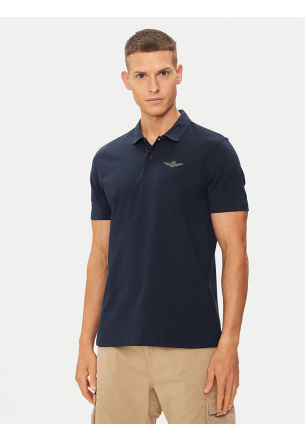 Aeronautica Militare Polo 241PO1780J593 Granatowy Regular Fit. Typ kołnierza: polo. Kolor: niebieski. Materiał: bawełna