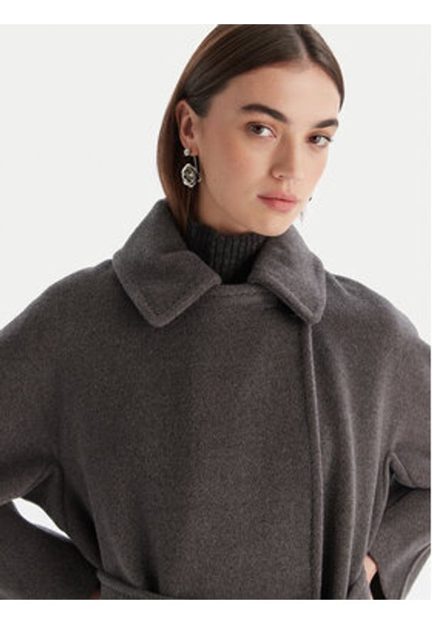 Marella Płaszcz wełniany English 2523016142 Szary Regular Fit. Kolor: szary. Materiał: wełna