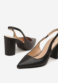 Renee - Czarne Sandały na Słupku Slingback Halatia. Okazja: na co dzień. Kolor: czarny. Materiał: jeans. Obcas: na słupku. Styl: klasyczny, elegancki, casual #5