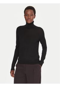 BOSS Golf Frizani 50548298 Czarny Slim Fit. Typ kołnierza: golf. Kolor: czarny. Materiał: wełna