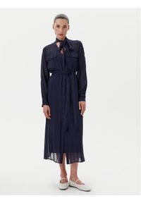 TwinSet - TWINSET Sukienka koszulowa 251TP2260 Granatowy Loose Fit. Kolor: niebieski. Materiał: wiskoza. Typ sukienki: koszulowe #1