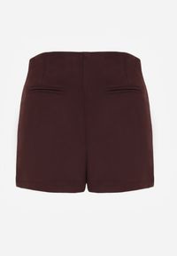 Renee - Brązowe Spódnico-Spodenki z Ozdobną Imitacją Kieszeni Sewressa. Kolor: brązowy. Materiał: koronka. Styl: klasyczny, elegancki #4