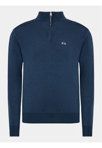 La Martina Sweter WMS003 YW091 Granatowy Regular Fit. Kolor: niebieski. Materiał: bawełna #1