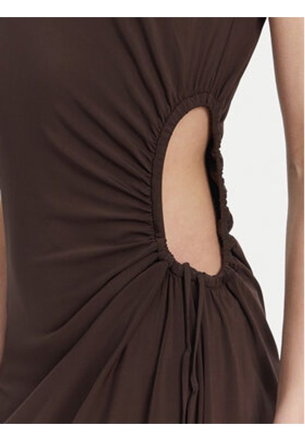 Max Mara Beachwear Sukienka letnia 2516621049650 Brązowy Regular Fit. Kolor: brązowy. Materiał: wiskoza. Sezon: lato