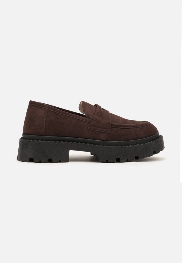 Born2be - Brązowe Casualowe Mokasyny Vices na Grubej Podeszwie Viara. Okazja: na co dzień. Kolor: brązowy. Materiał: jeans. Styl: casual