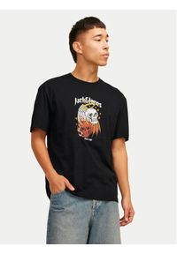 Jack & Jones T-Shirt Seven Skull 12262491 Czarny Regular Fit. Kolor: czarny. Materiał: bawełna