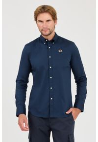 La Martina - LA MARTINA Granatowa męska koszula Poplin Stretch, Rozmiar XXL. Kolor: niebieski #1