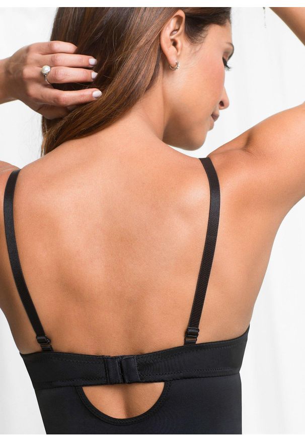 bonprix - Body średnio modelujące sylwetkę. Kolor: czarny. Materiał: materiał, bawełna
