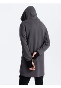 Ombre Clothing - Asymetryczna bluza męska z obszernym kapturem NANTES - grafitowa B1368 - XL. Kolor: szary. Materiał: bawełna, poliester #2