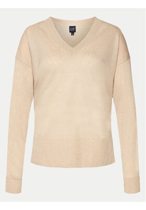 GAP - Gap Sweter 854769-02 Beżowy Relaxed Fit. Kolor: beżowy. Materiał: syntetyk