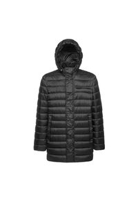 Długa kurtka z kapturem Geox Warrens. Typ kołnierza: kaptur. Kolor: czarny. Materiał: puch. Długość: długie. Sezon: zima #1