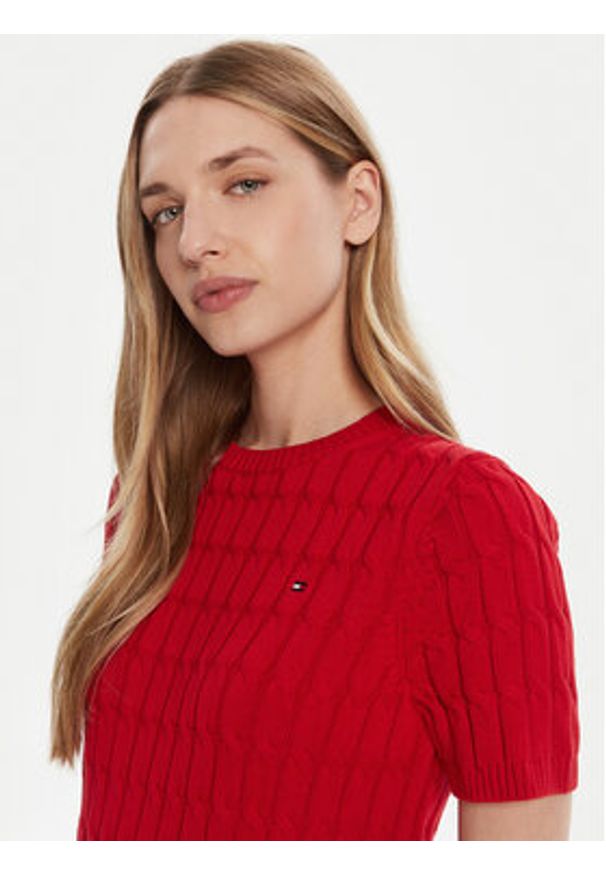 TOMMY HILFIGER - Tommy Hilfiger Sweter WW0WW45656 Czerwony Regular Fit. Kolor: czerwony. Materiał: bawełna