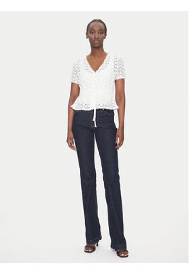 Morgan Bluzka 231-DATE Biały Slim Fit. Kolor: biały. Materiał: bawełna