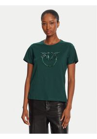 Pinko - PINKO T-Shirt Quentin 100535 A2RN Zielony Regular Fit. Kolor: zielony. Materiał: bawełna