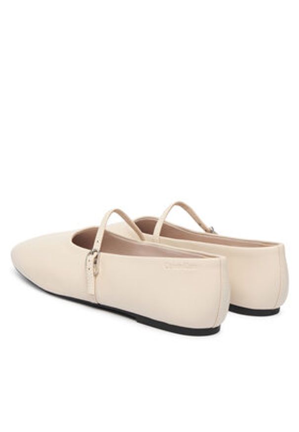 Calvin Klein Baleriny Oblique Ballerina Mj Lth Hdw HW0HW02847 Écru. Materiał: skóra