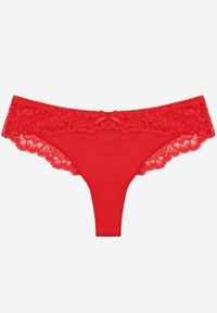 Renee - Czerwone Majtki Stringi Ozdobione Koronką Phisoris. Kolor: czerwony. Materiał: koronka. Wzór: koronka, aplikacja #1