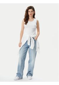 Tommy Jeans Top Essential DW0DW20673 Biały Slim Fit. Kolor: biały. Materiał: bawełna