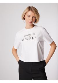 Simple T-Shirt TSD550-01 Biały Relaxed Fit. Kolor: biały. Materiał: bawełna