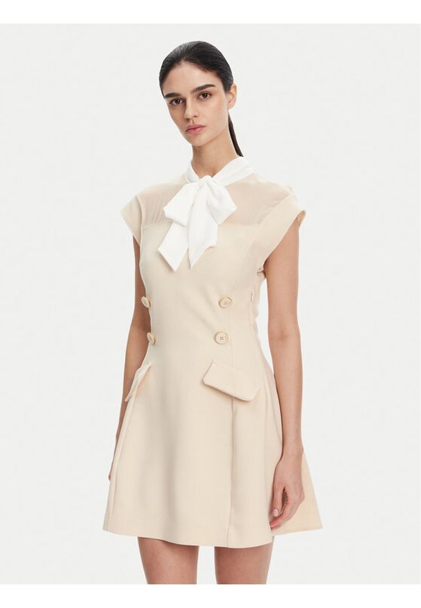Imperial Sukienka koktajlowa AFJJJKP Écru Regular Fit. Materiał: syntetyk. Styl: wizytowy