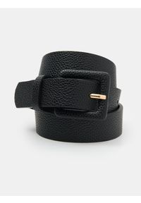 Sinsay - Pasek z imitacji groszkowej skóry - czarny. Kolor: czarny. Materiał: skóra #1