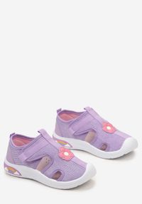 Born2be - Fioletowe Tenisówki ze Skórzaną Wkładką i Zabudowaną Cholewką na Rzep Wearila. Zapięcie: rzepy. Kolor: fioletowy. Materiał: skóra. Wzór: aplikacja. Styl: sportowy #3
