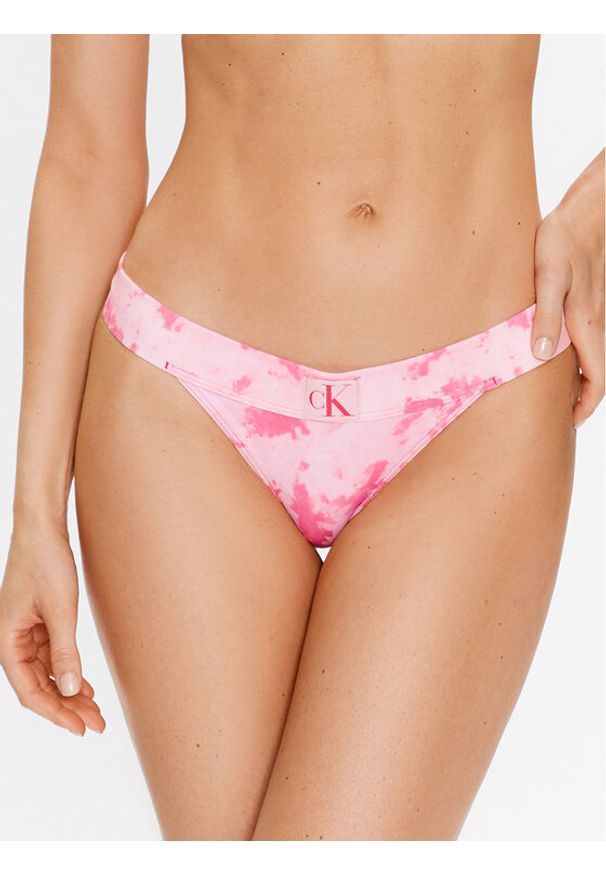 Calvin Klein Swimwear Dół od bikini KW0KW02126 Różowy. Kolor: różowy. Materiał: syntetyk