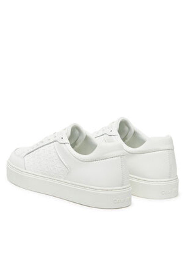 Calvin Klein Sneakersy Clean Cup Low Laceup Mono HM0HM01899 Biały. Kolor: biały. Materiał: skóra