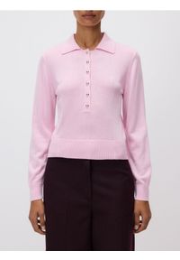 Reserved - Sweter z ozdobnymi guzikami - różowy. Kolor: różowy. Materiał: wełna, dzianina