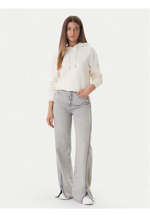 Calvin Klein Jeans Bluza LV047C224G Écru Boxy Fit. Kolor: kremowy. Materiał: bawełna