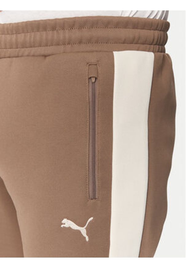 Puma Spodnie dresowe T7 Always On 629588 Brązowy Regular Fit. Kolor: brązowy. Materiał: bawełna