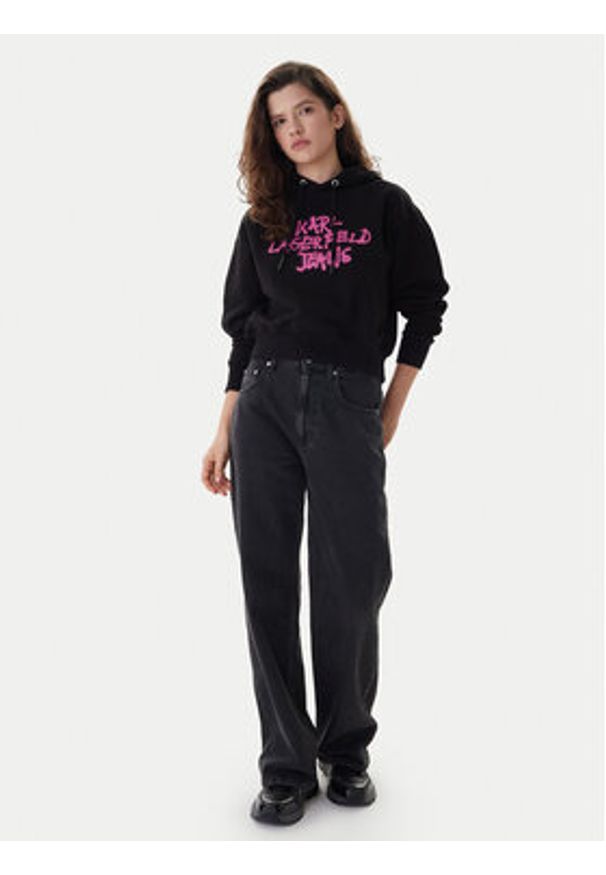 Karl Lagerfeld Jeans Bluza B1W20039 Czarny Regular Fit. Kolor: czarny. Materiał: bawełna