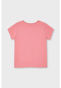 Mayoral - T-shirt dziecięcy. Okazja: na co dzień. Kolor: różowy. Materiał: bawełna, dzianina, elastan. Długość rękawa: krótki rękaw. Długość: krótkie. Wzór: aplikacja. Styl: casual #3
