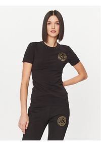 Versace Jeans Couture T-Shirt 75HAHT06 Czarny Slim Fit. Kolor: czarny. Materiał: bawełna